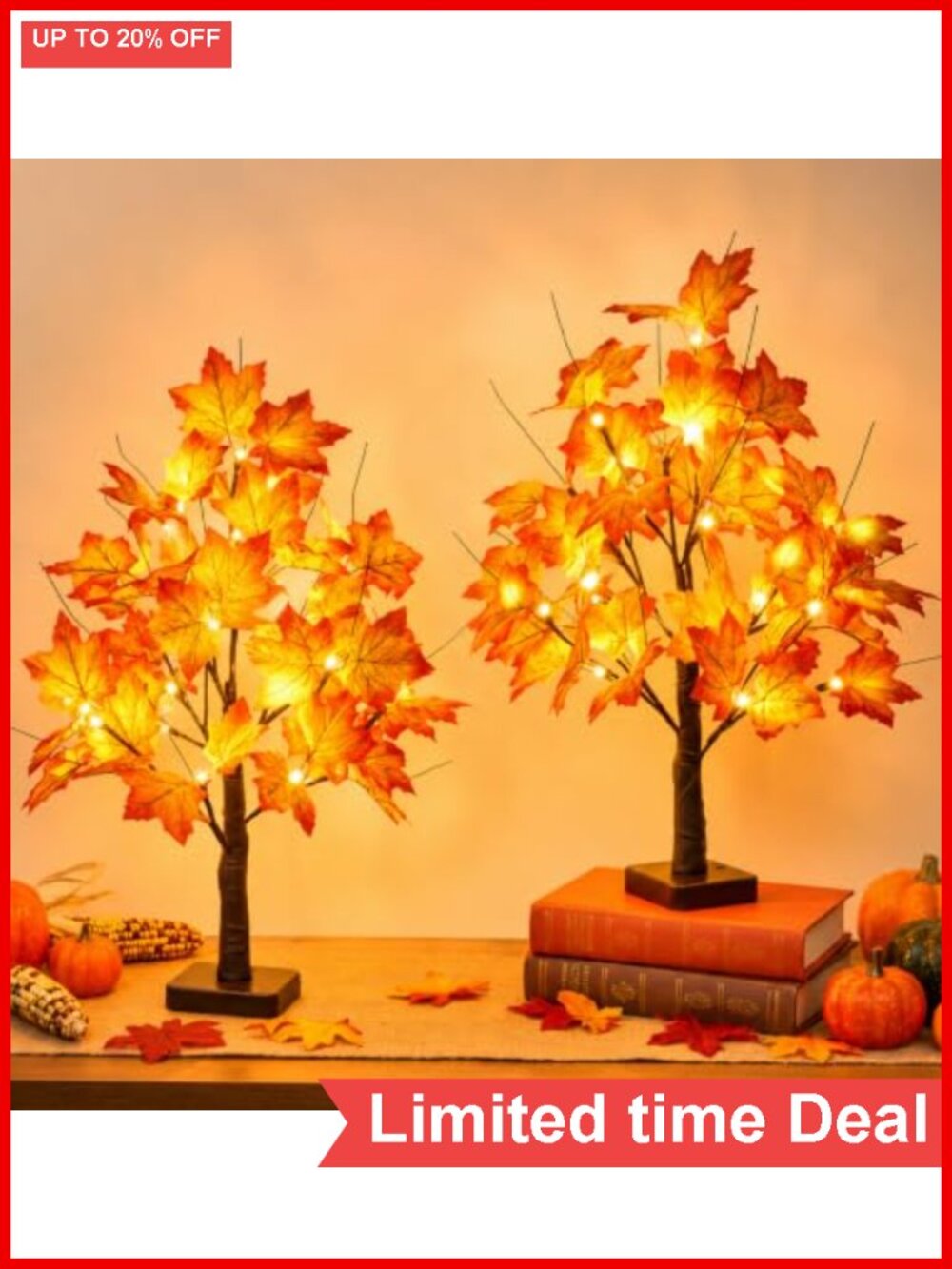 Fall Maple Tree LED Light Up Decorative Artificial Tree with Timer